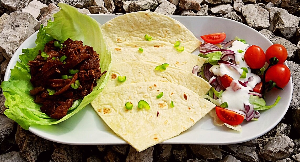 Pulled beef, cafatos marhahús