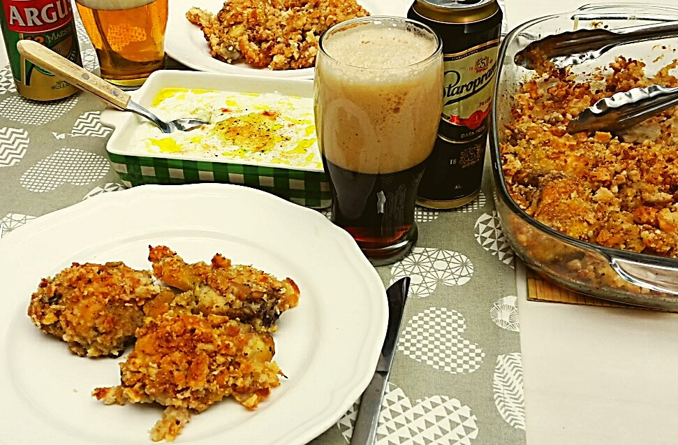 Csirke, ropogós kenyérbundában, Jamie Oliver után