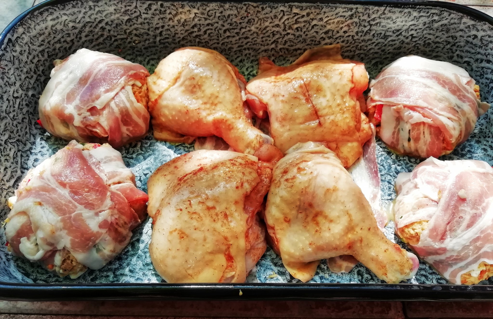 Sült csirkecomb rókagombás töltelék gombóccal